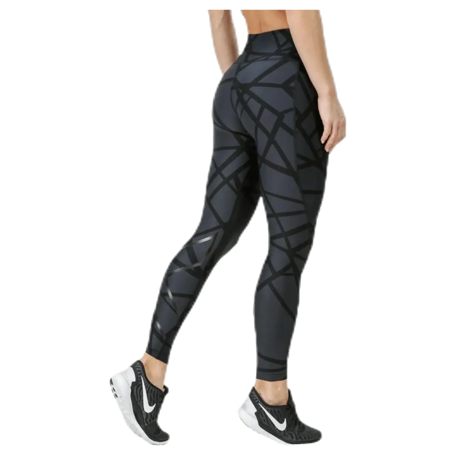 Print Mid-Rise Compression Tights W Black/Grey
