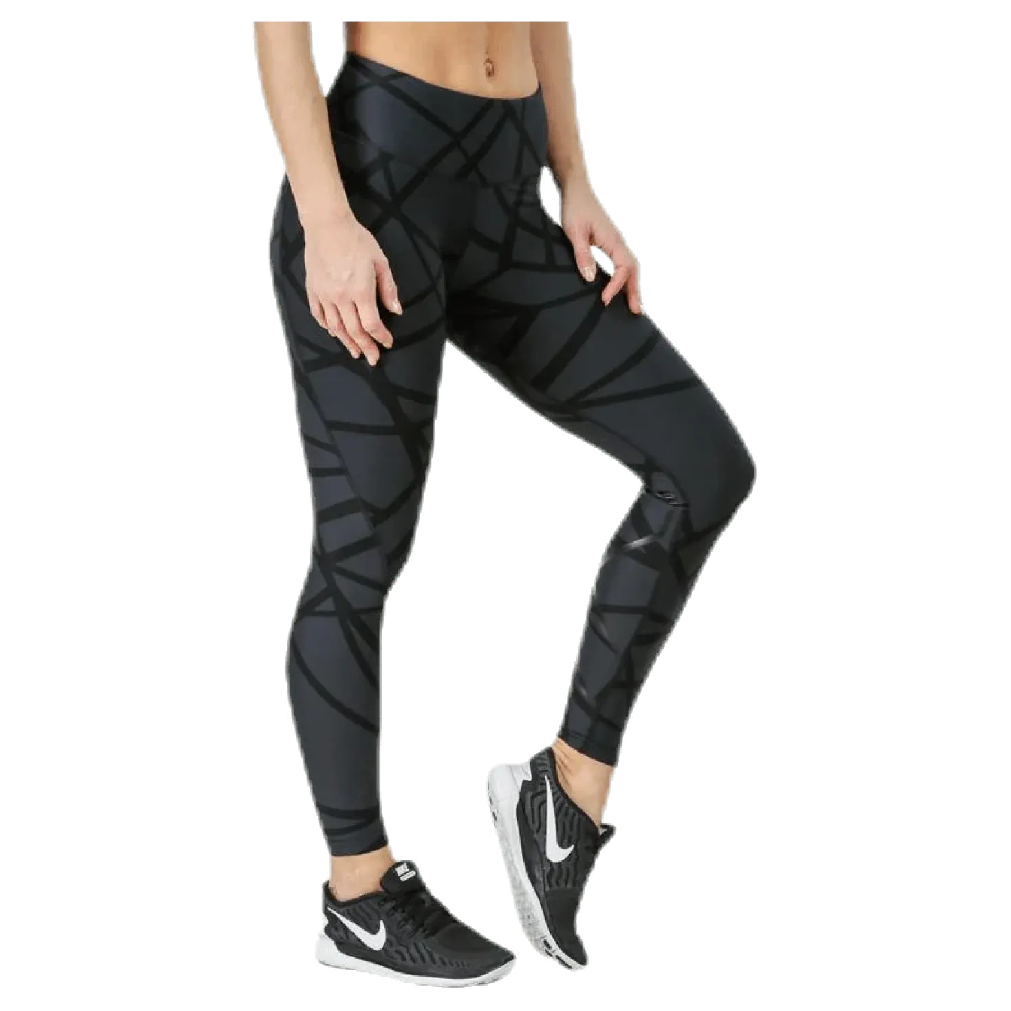 Print Mid-Rise Compression Tights W Black/Grey