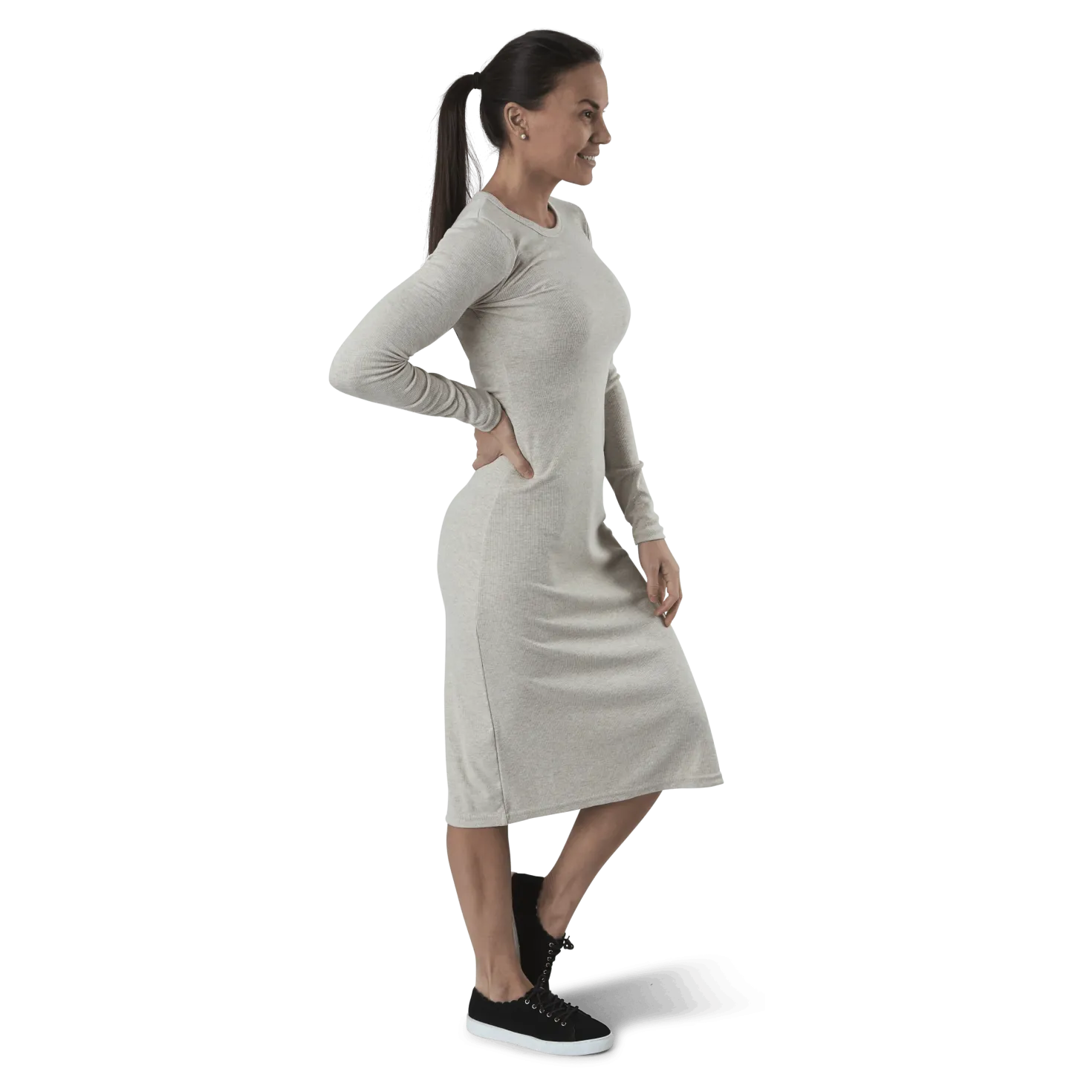 Quinn Rib Dress Beige