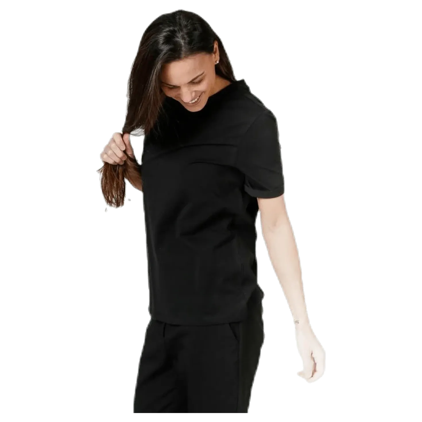 Ria Ss Fold Up Solid Tee Black
