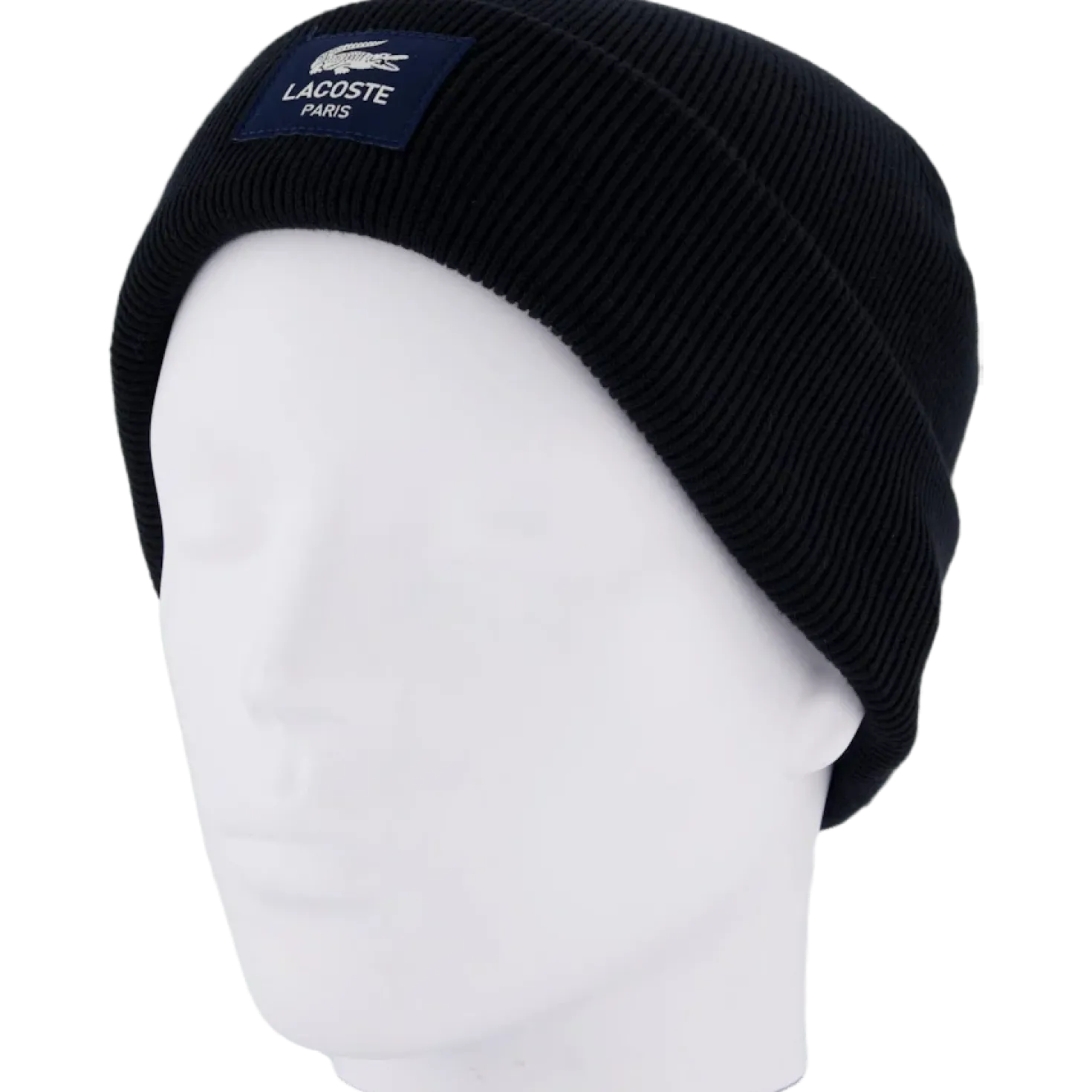 Ribbed Cotton Badge Beanie Noir 031