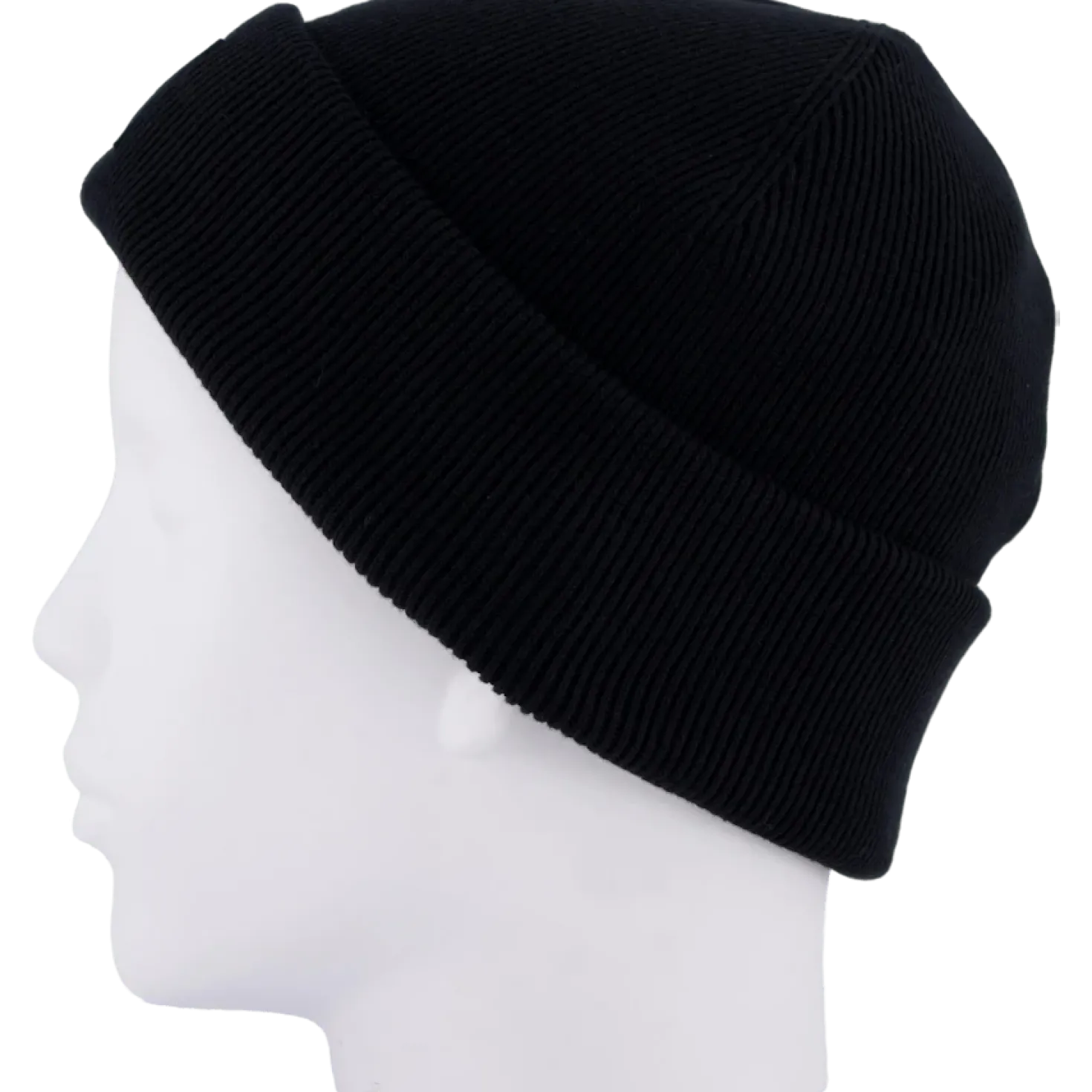 Ribbed Cotton Badge Beanie Noir 031