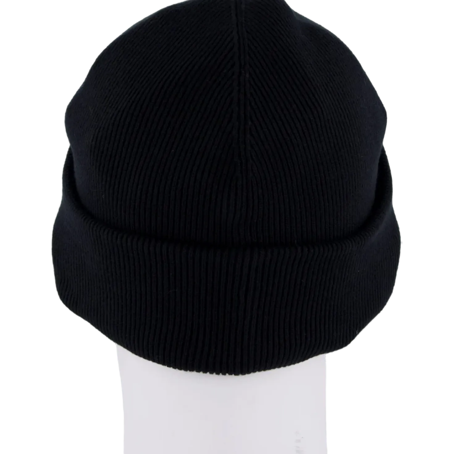 Ribbed Cotton Badge Beanie Noir 031