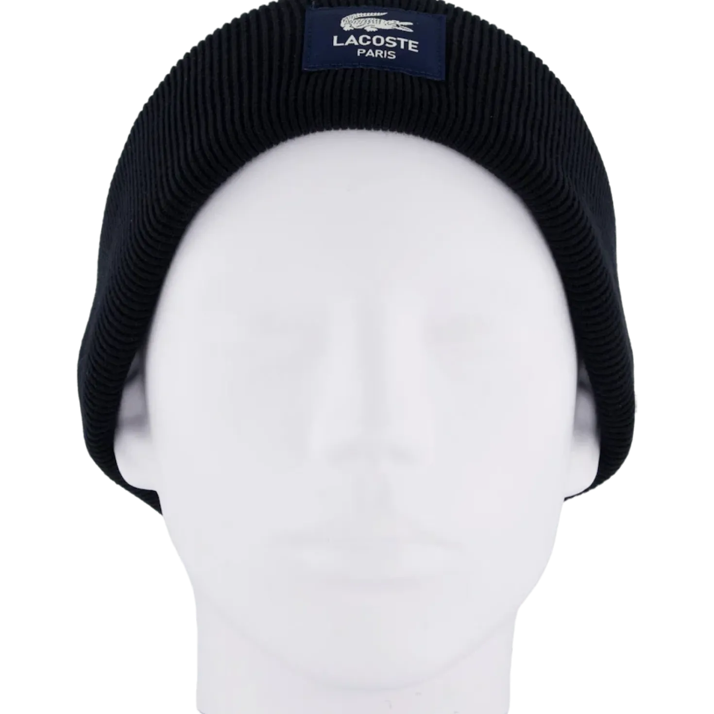 Ribbed Cotton Badge Beanie Noir 031