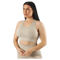 Rib Seamless Crop Top Mushroom