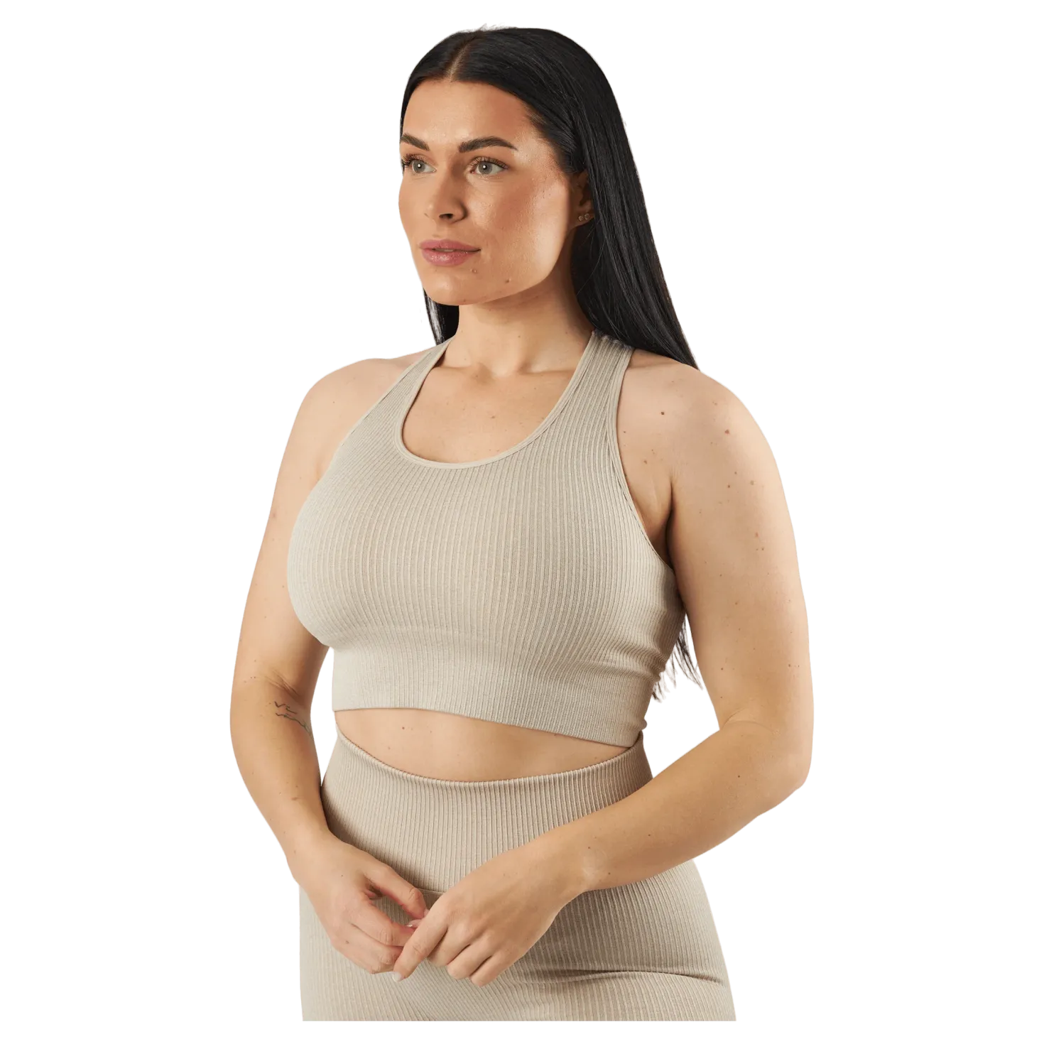Rib Seamless Crop Top Mushroom