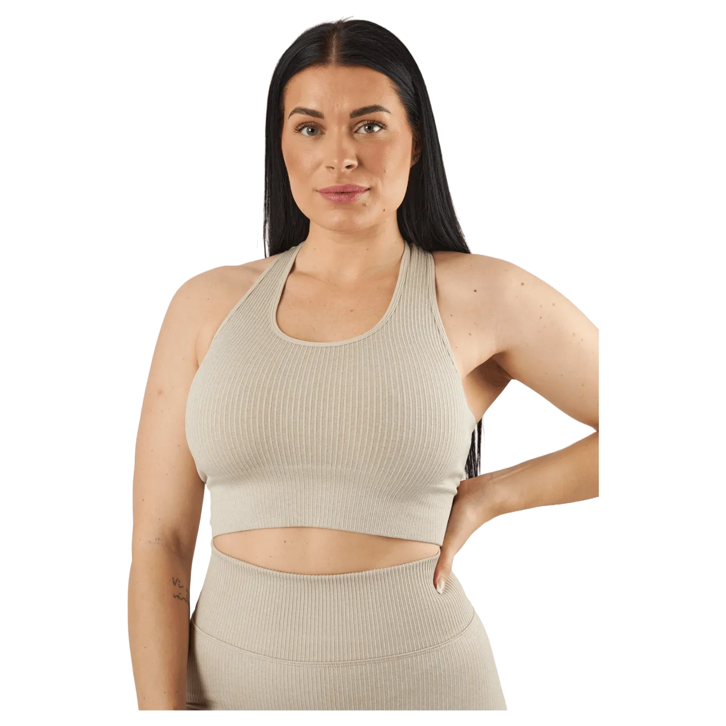 Rib Seamless Crop Top Mushroom