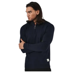 Roy Knit High Neck Zip Navy Blazer