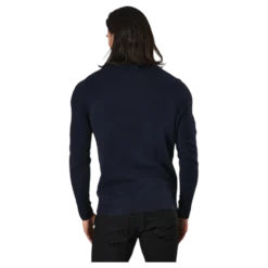 Roy Knit High Neck Zip Navy Blazer