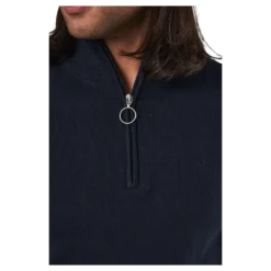 Roy Knit High Neck Zip Navy Blazer