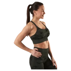 Seamless Camo Sports Bra Patterned/Black