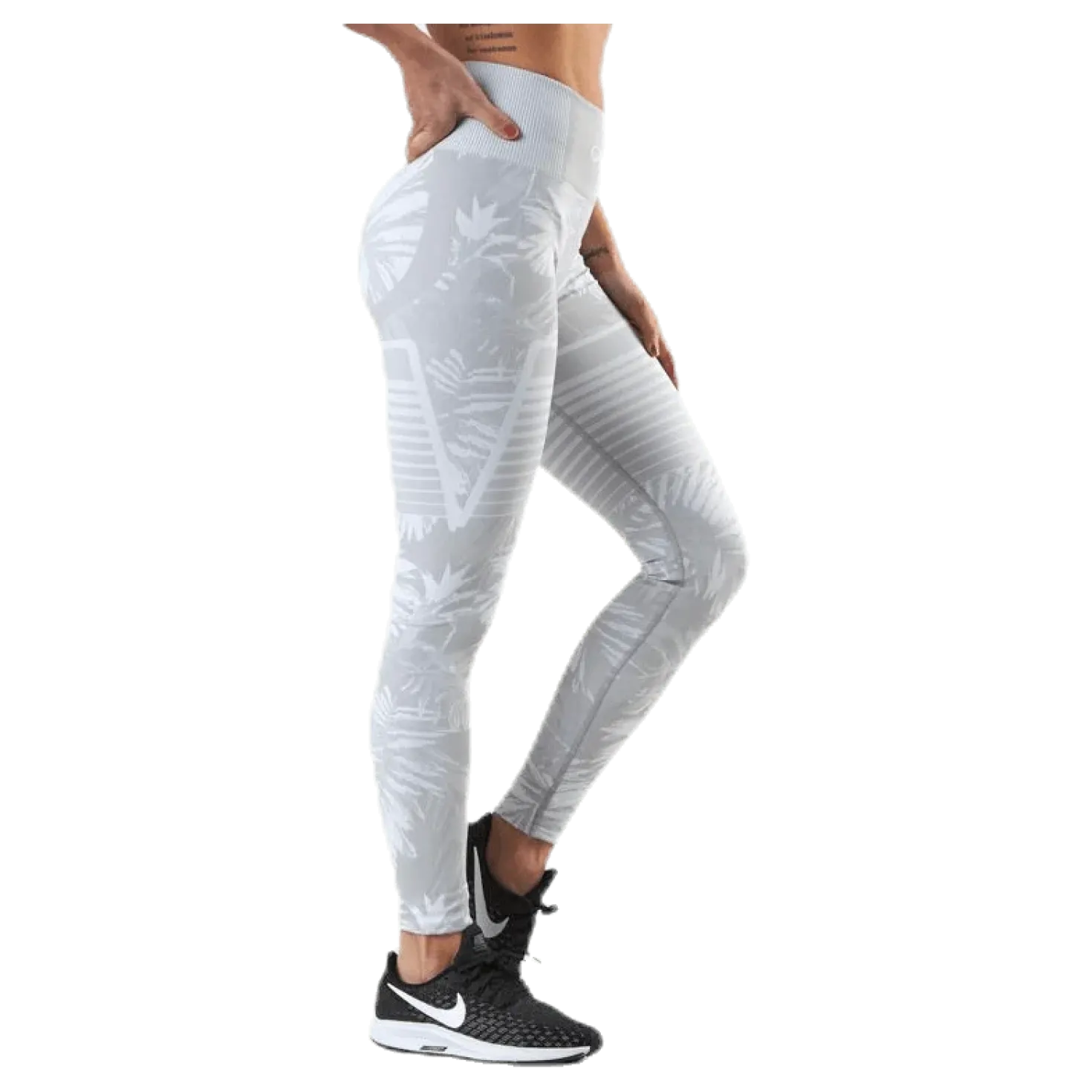 Seamless Floral Leggings Grey