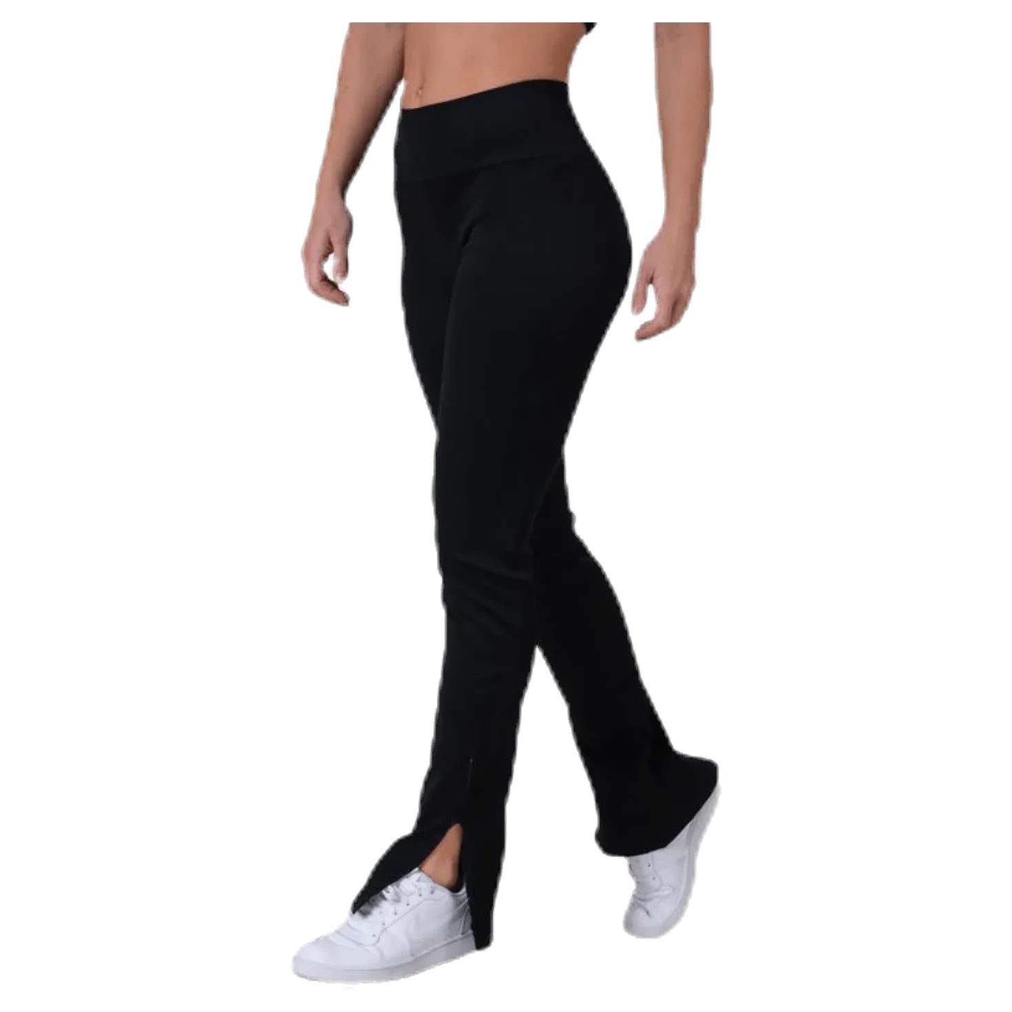 Seamless Rib Slit Pants Black