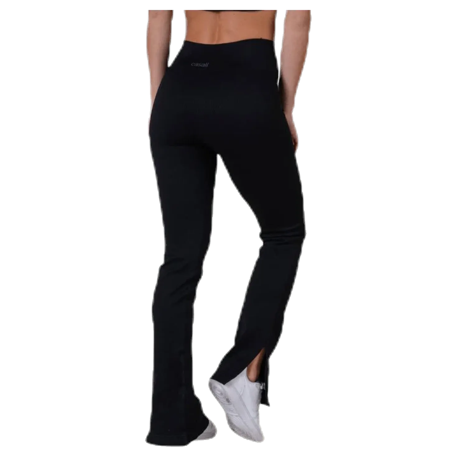 Seamless Rib Slit Pants Black