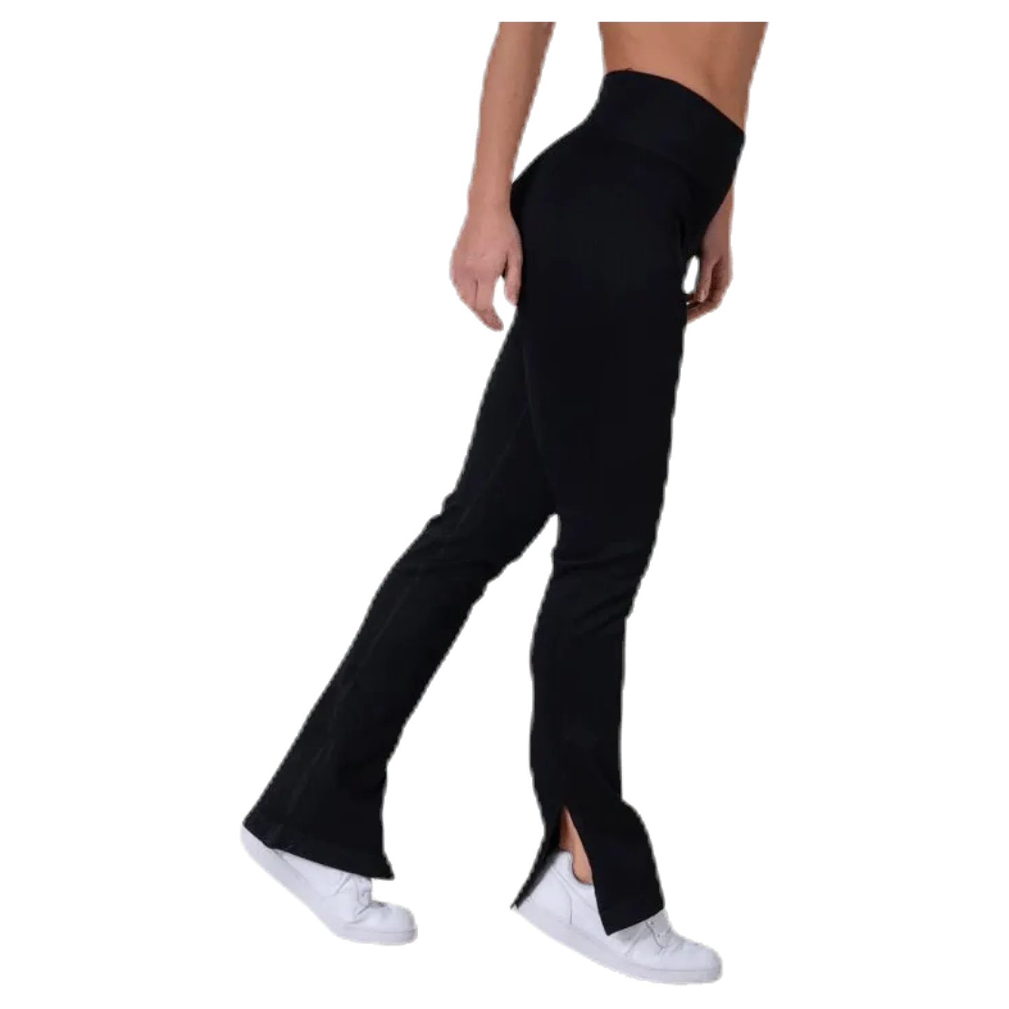 Seamless Rib Slit Pants Black