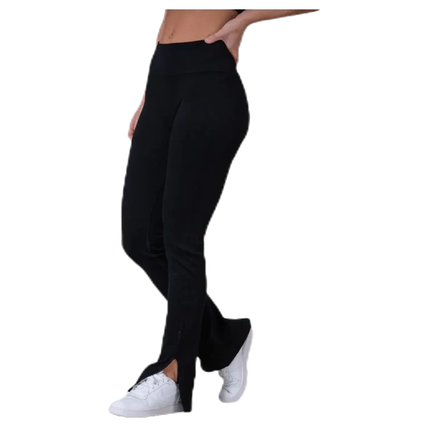 Seamless Rib Slit Pants Black