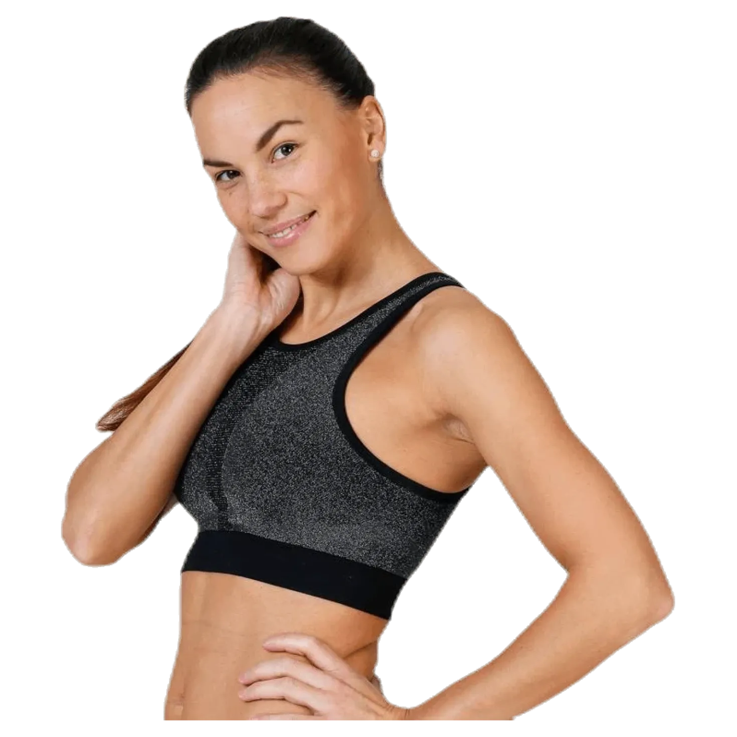 Seamless Sparkle Sports Top Black