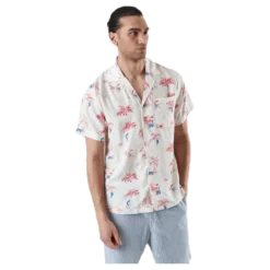 Shirt Short Sleeve Marstrand Monkey Trees White