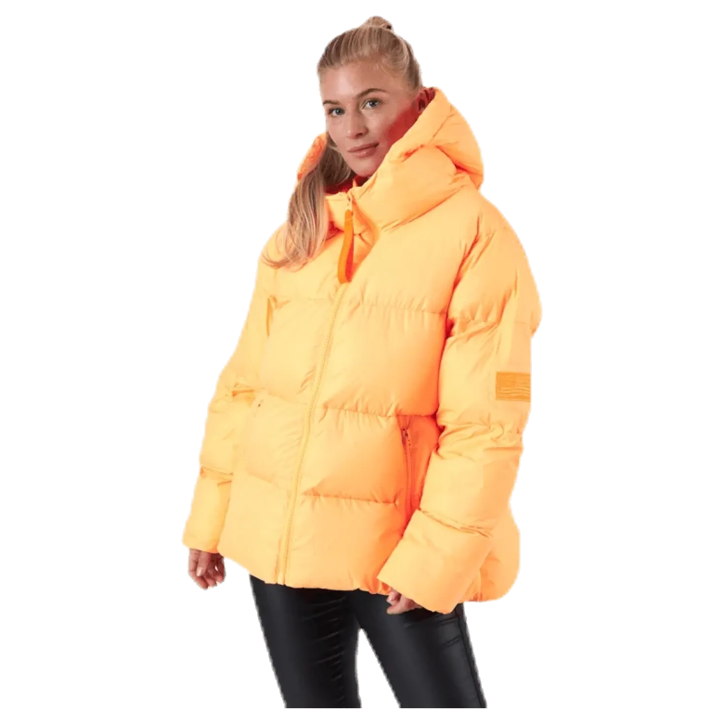 Short Padded Hood Jacket Orange