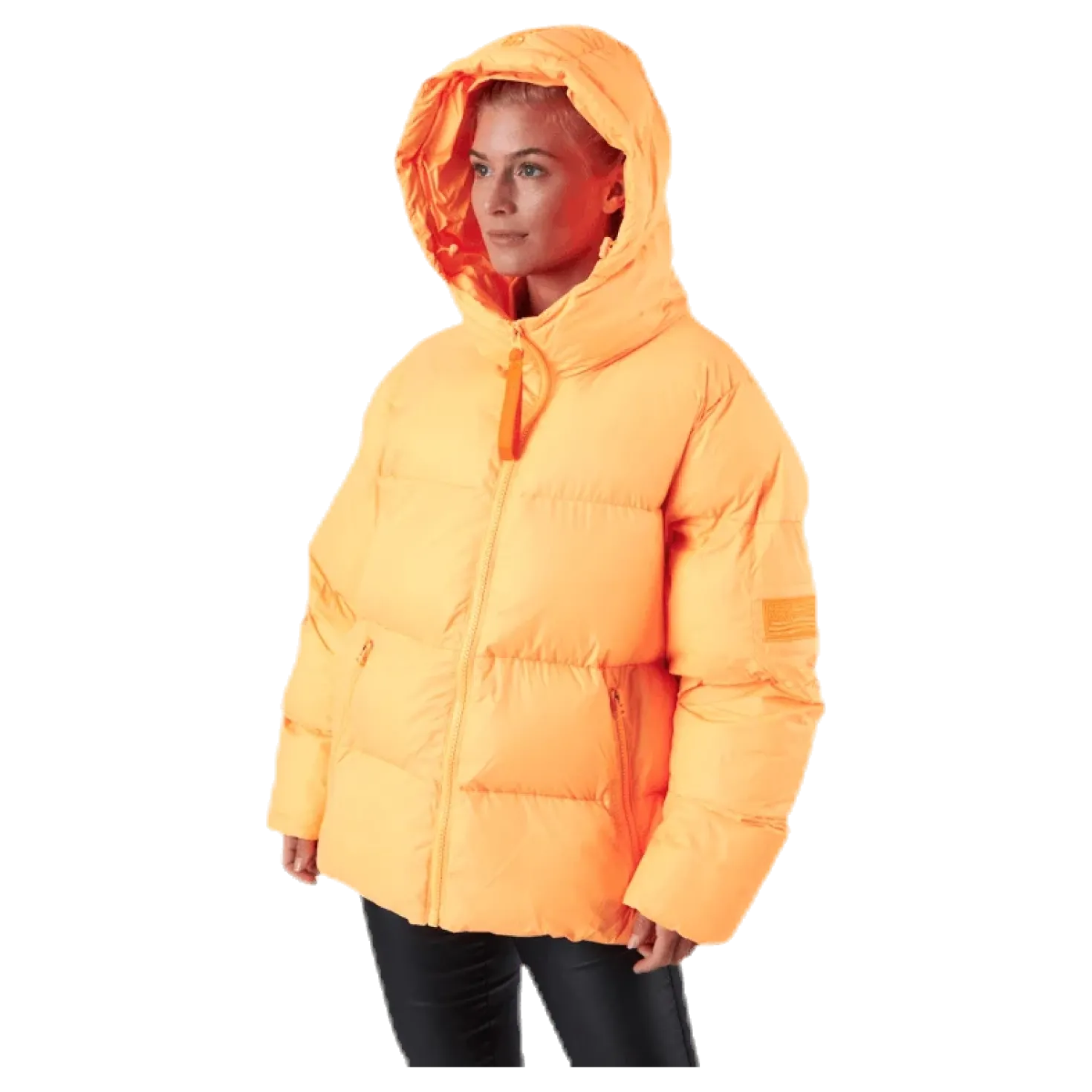 Short Padded Hood Jacket Orange
