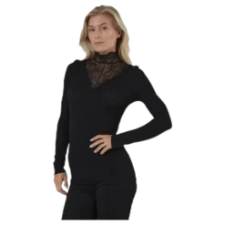 Siri Ls T-Neck Top Black