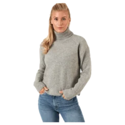 Skyla Ls Roll Neck Wool Knit Grey