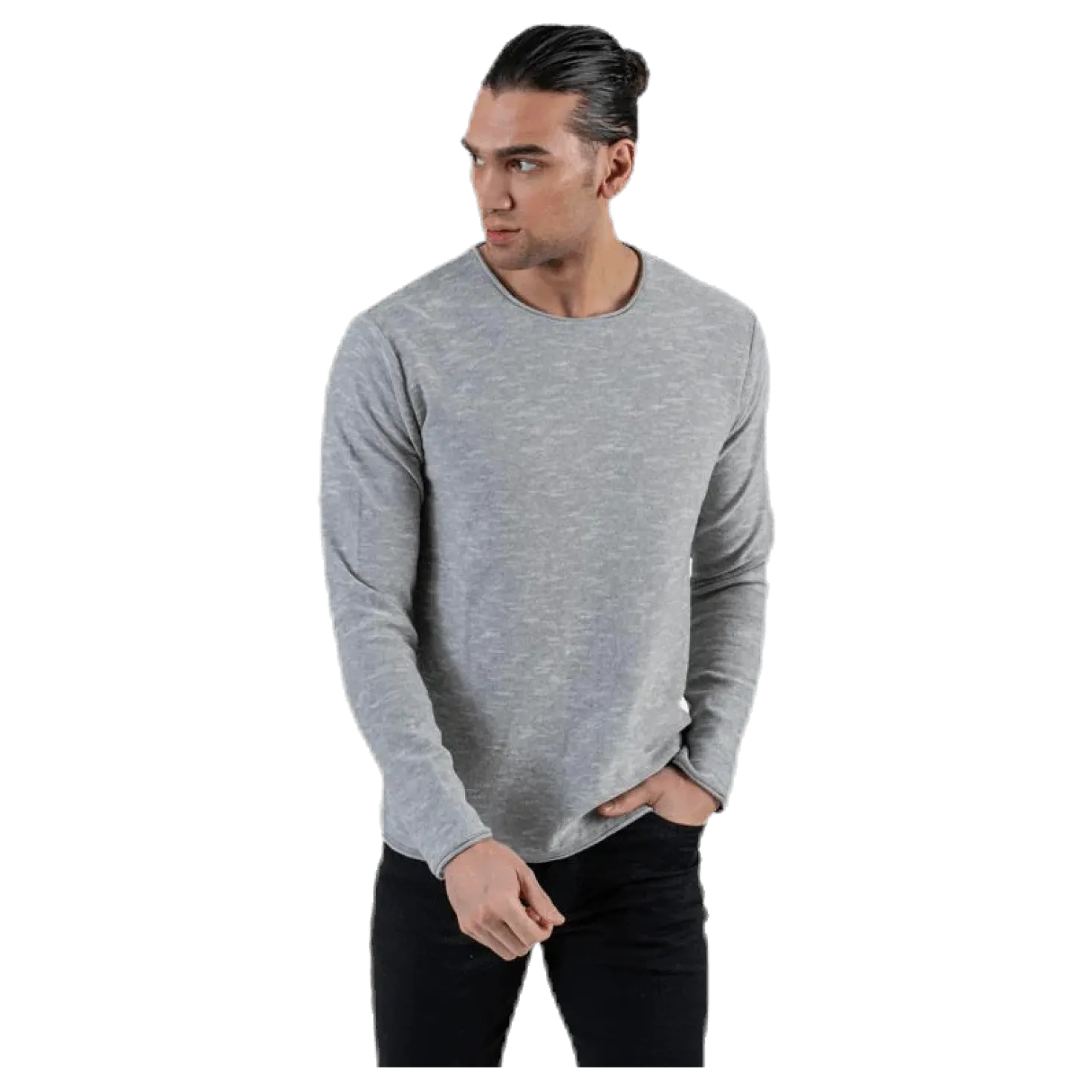 Slub Knit Crew Neck Sts Grey