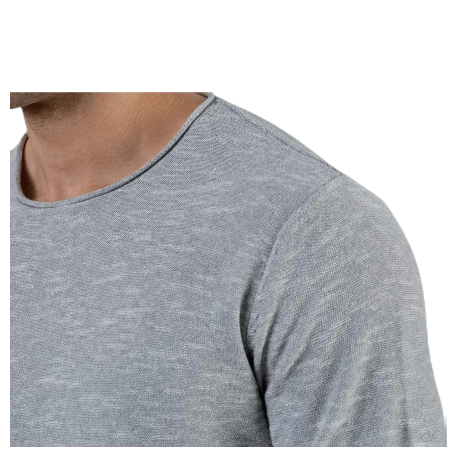 Slub Knit Crew Neck Sts Grey