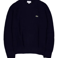 Thick Carded Wool Crew Neck Sw Navy Blue