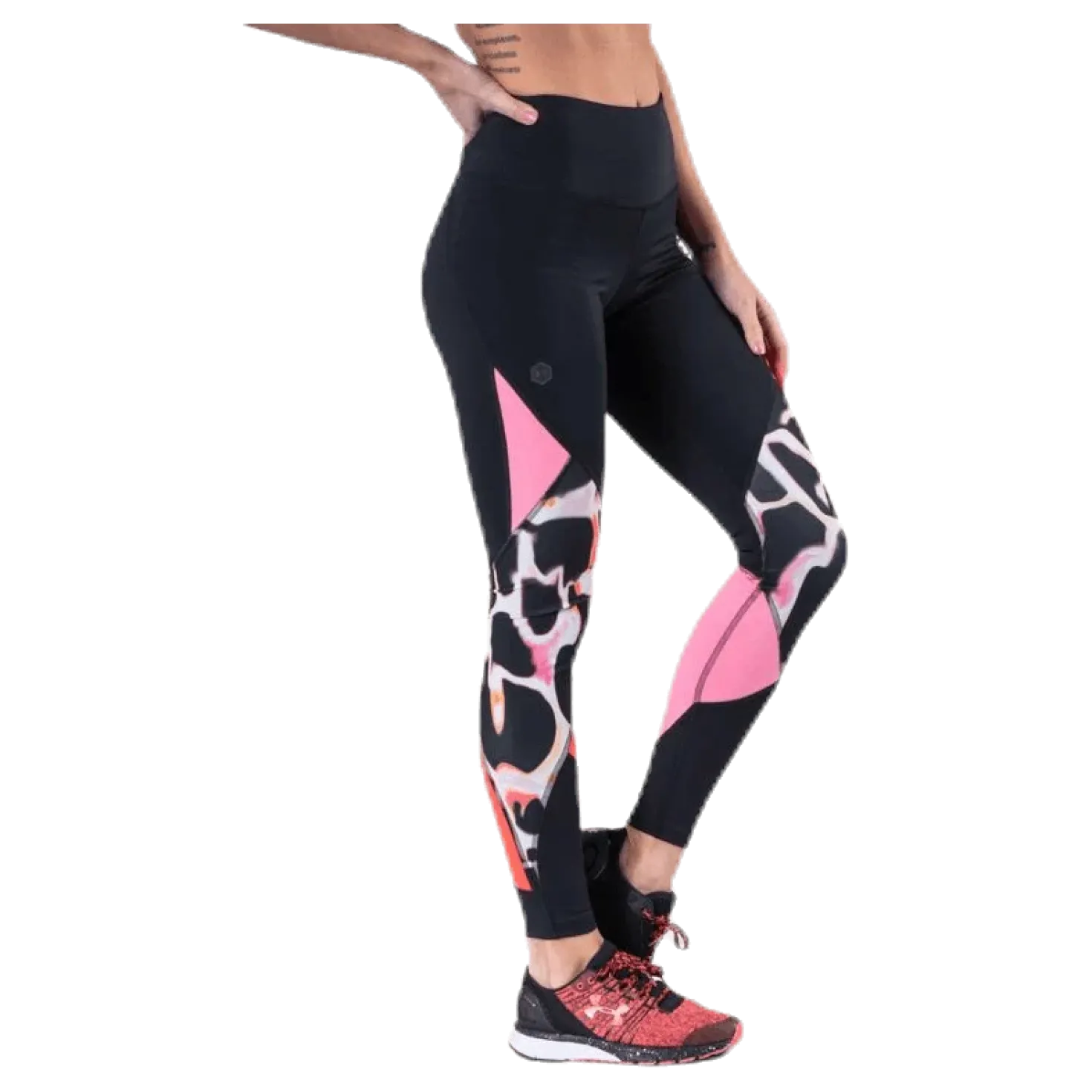UA Rush Print Color Block Leggings Black