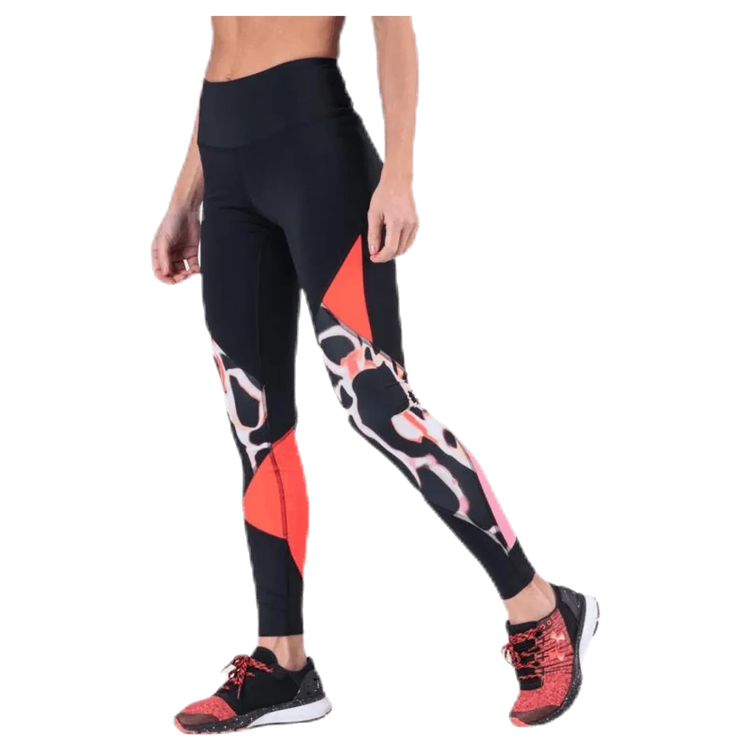 UA Rush Print Color Block Leggings Black