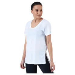 URBAN V Neck Hi Low Tee White