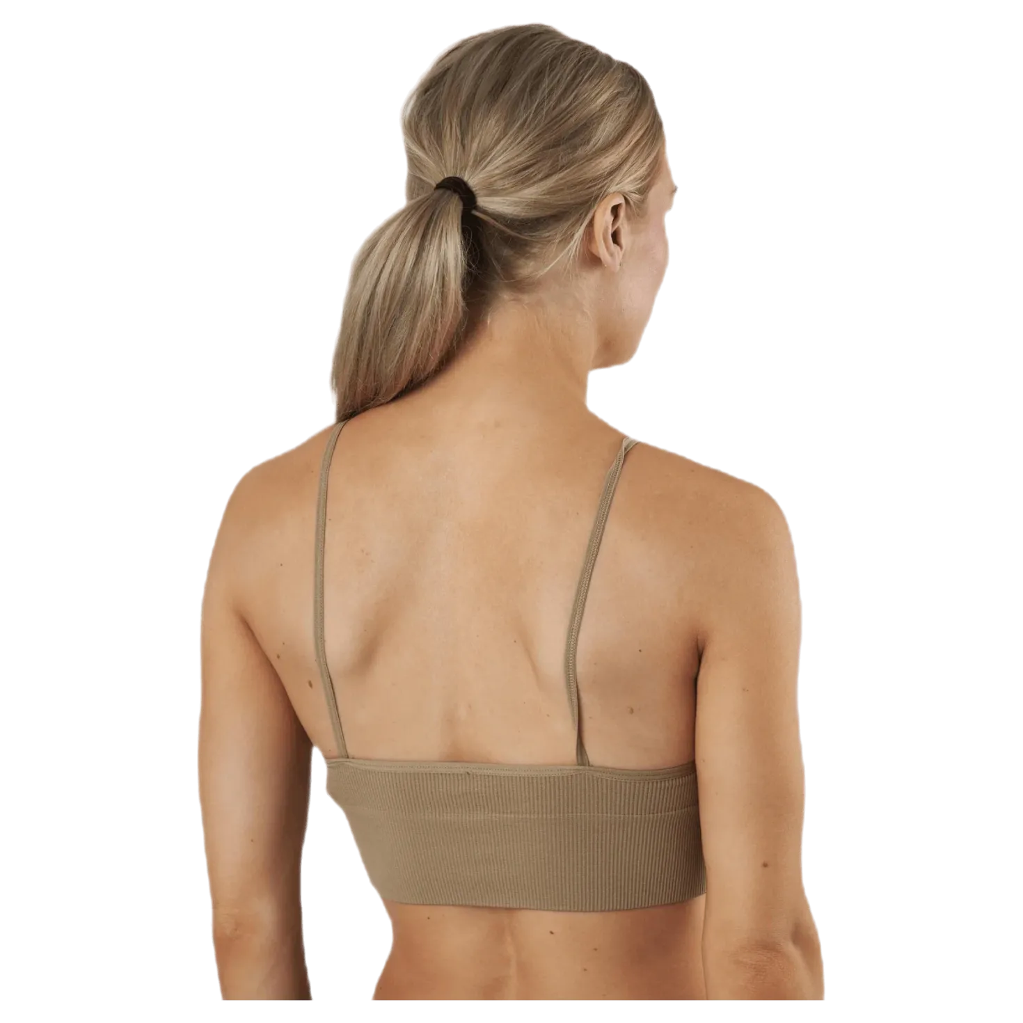 Vicky Rib Seamless V-neck Top Beige