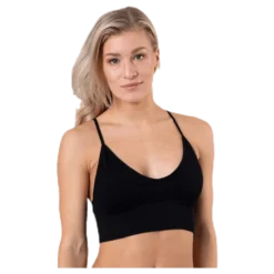 Vicky Rib Seamless V-Neck Top Black