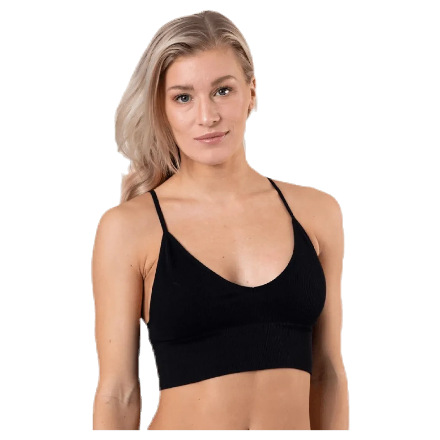 Vicky Rib Seamless V-Neck Top Black
