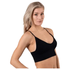 Vicky Rib Seamless V-Neck Top Black