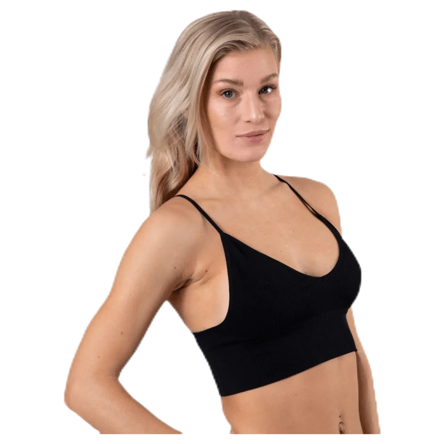 Vicky Rib Seamless V-Neck Top Black