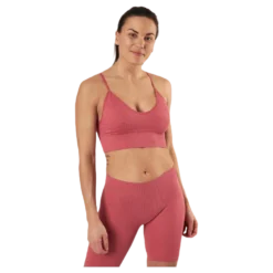Vicky Rib Seamless V-neck Top Pink