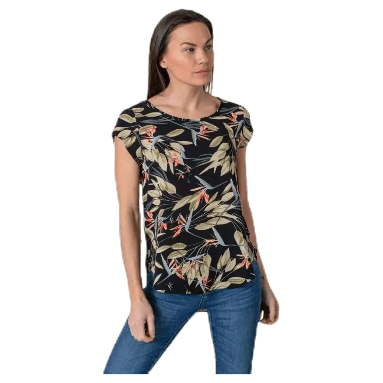 Vic Ss Aop Top Wvn Black