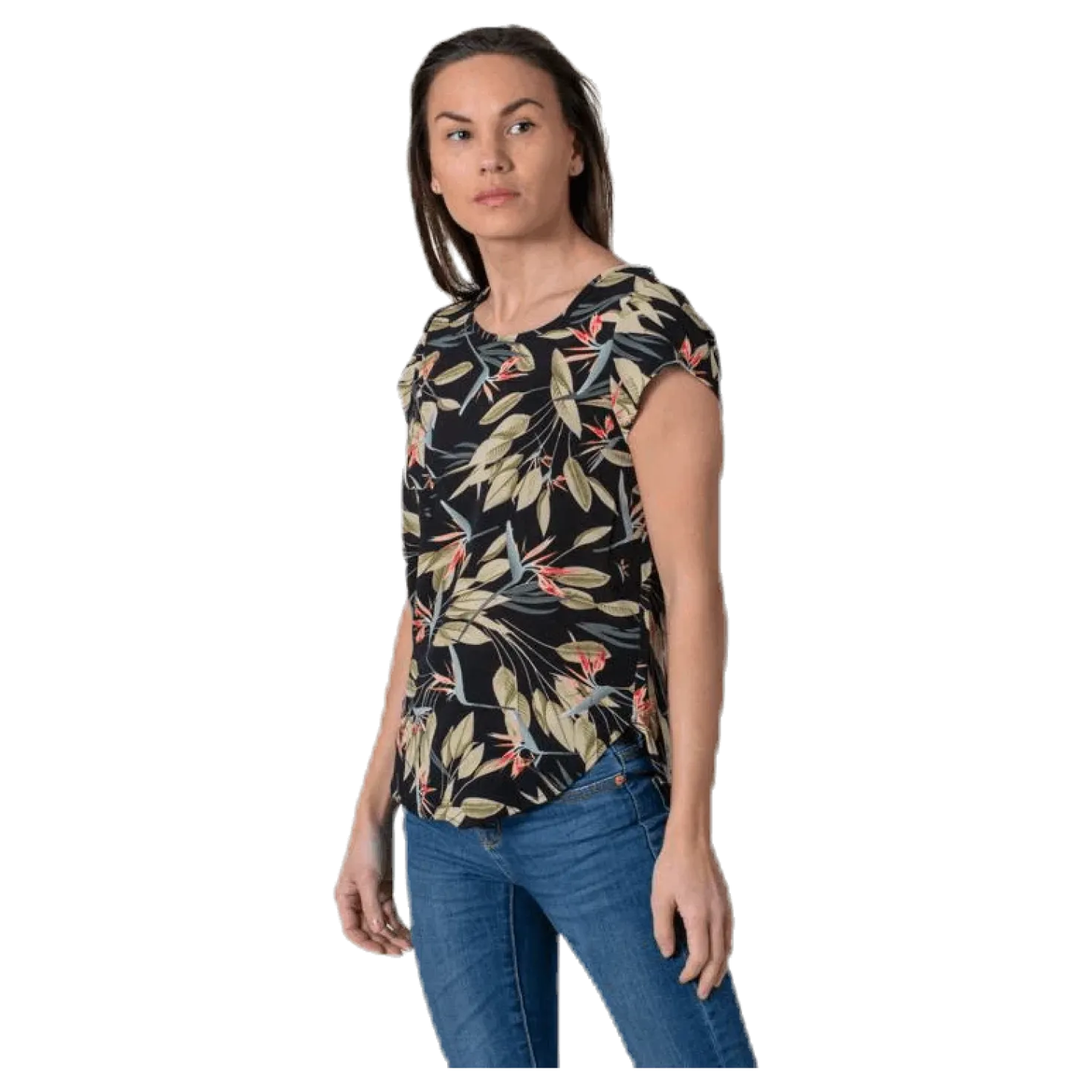 Vic Ss Aop Top Wvn Black