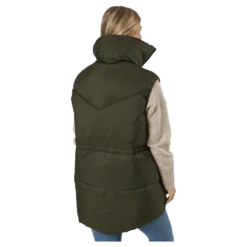 W. Generous Hip Length Vest Dark Army