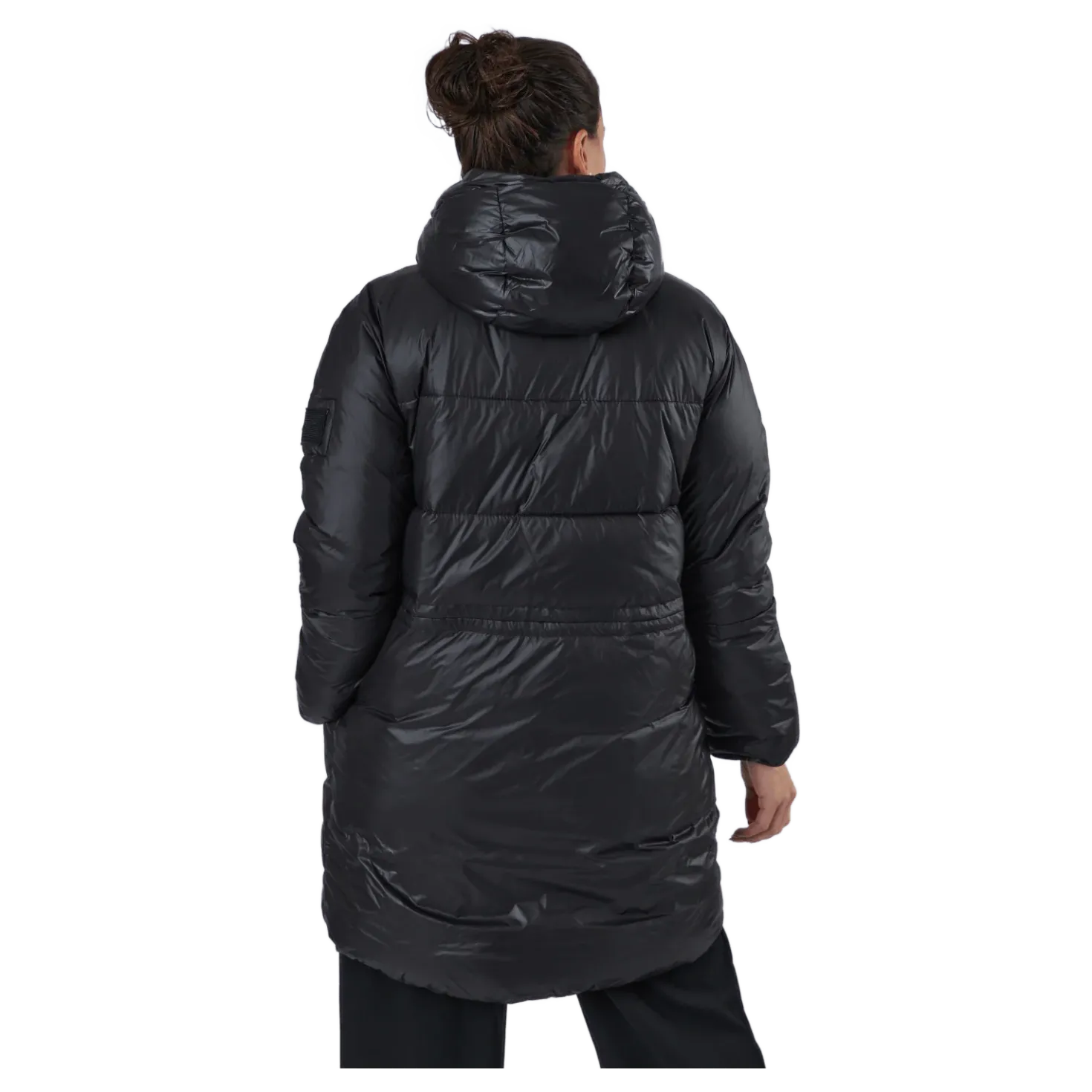 W. Mid Length Shiny Jacket Black
