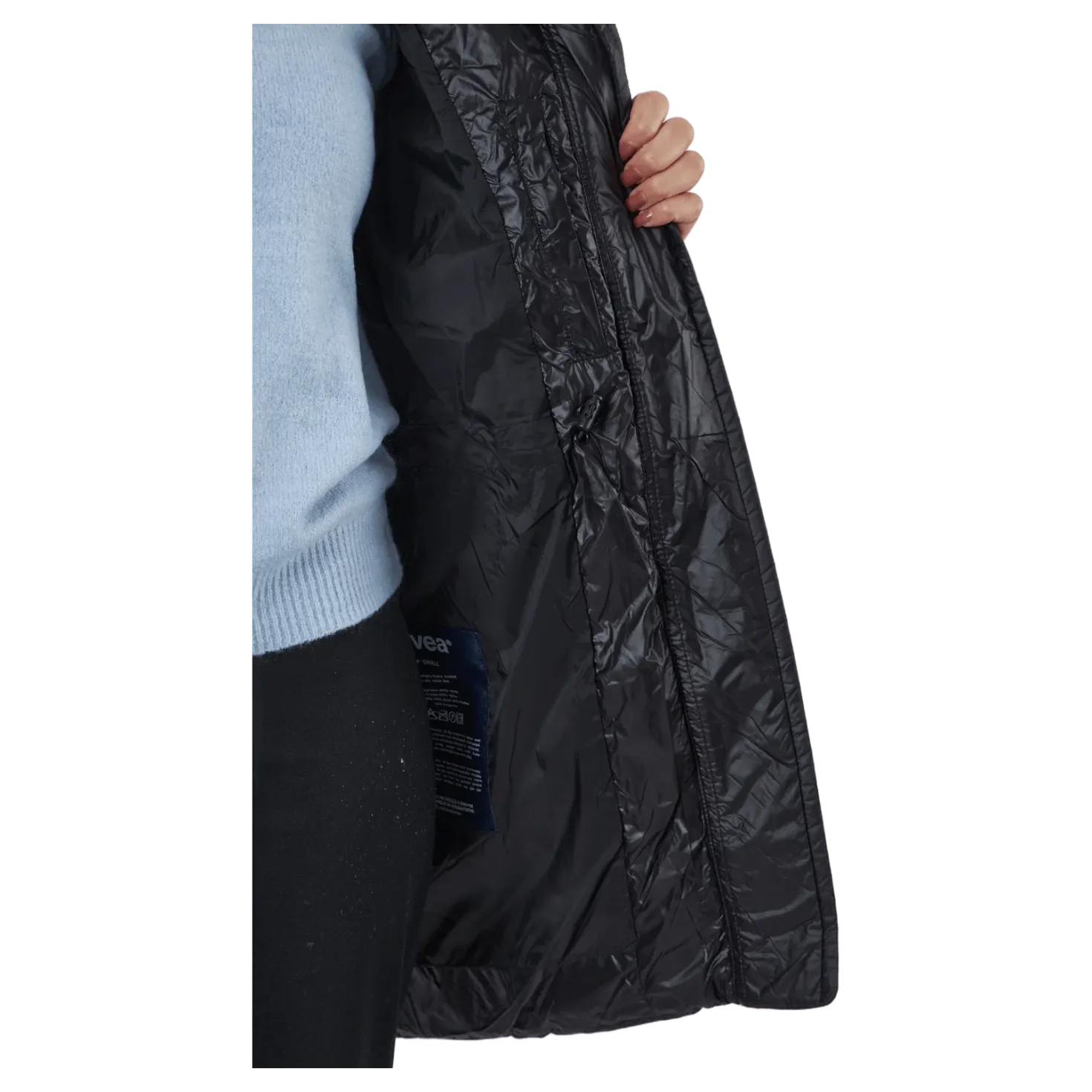 W. Mid Length Shiny Jacket Black