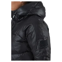 W. Mid Length Shiny Jacket Black
