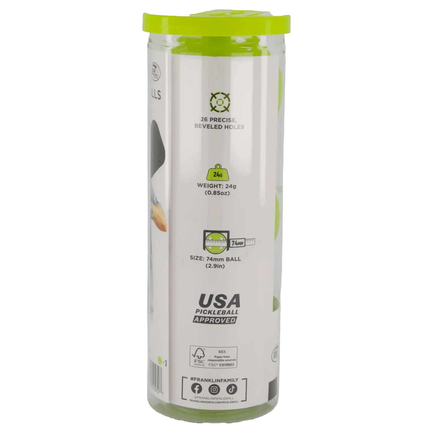 X-26 Indoor Pickleball 3 Pck. Lime-white